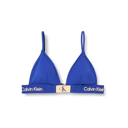 Calvin Klein top bikini a triangolo donna fixed triangle-rp senza ferretto, blu (midnight lagoon), xxl