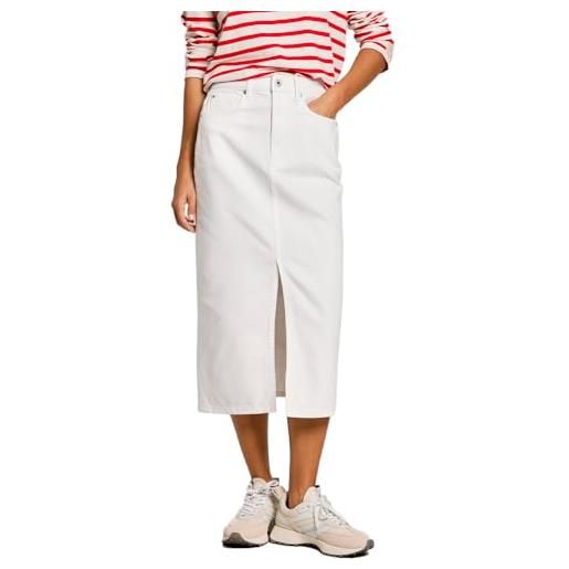 Pepe Jeans midi skirt hw gonna, bianco (denim-tc0), m donna