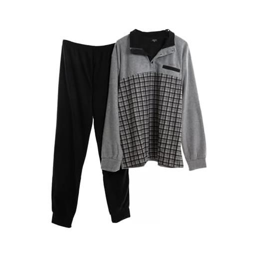 Viterbo Biancheria pigiama tuta uomo in micro pile calibrato lmw00101 (grigio melmedio/nero, 4xl)
