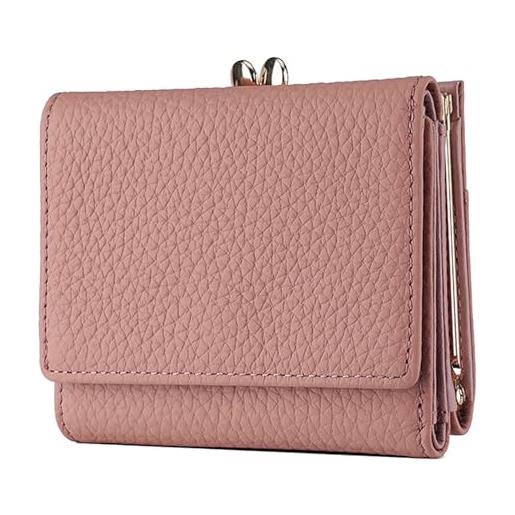 Portafoglio Donna In Vera Pelle Con Maialino Rosa – Portamonete Con Cerniera E 12 Slot Per Carte