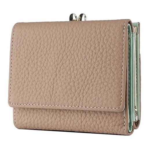AprinCtempsD Protezione RFID Portafoglio Piccolo in Vera Pelle Portamonete Elegante Porta carte di credito MIni Elegante per Donna (Blu