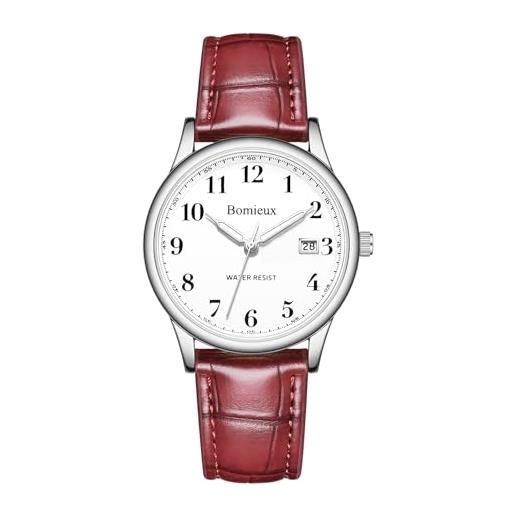 Oozoo Reloj Analógico de Hombre con Correa de Cuero Relojes 48 mm Blanco/Marrón C9050