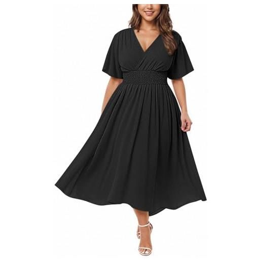 HAOLEI abito da cerimonia scollo a v taglie forti abito da sera donna elegante abiti vintage vestito maniche lunghe da sposa sexy vestiti cocktail invernale vestito capodanno curvy lungo