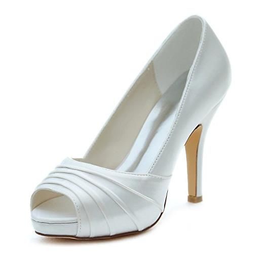 Emily Bridal scarpe da sposa avorio con tacco alto e plateau con tacco alto (eu37, avorio)