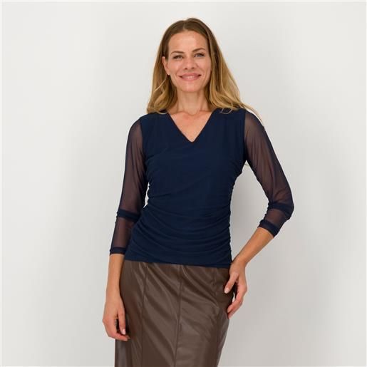 Officina della Moda blusa a maniche lunghe con tulle