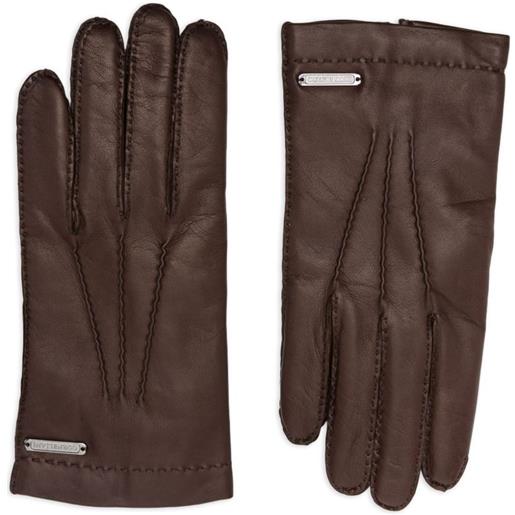 Corneliani guanti con cuciture decorative - marrone