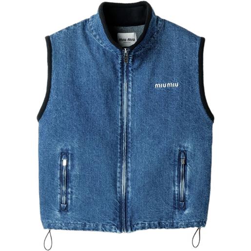 Miu Miu gilet denim con ricamo - blu