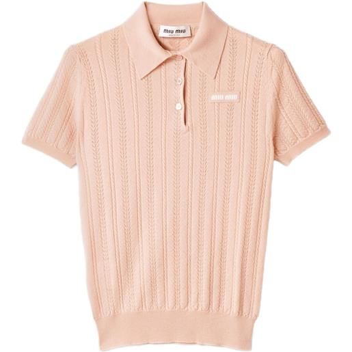 Miu Miu polo in maglia a coste - rosa
