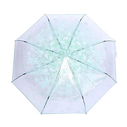 Raguso 1pcs trasparente cherry blossom ombrello funzionamento manuale pieghevole compatto cupola rain princess ombrello alla moda quattro colori(verde)