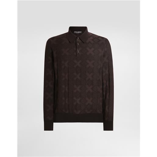 Dolce & Gabbana polo in lana e seta con stampa micropunto