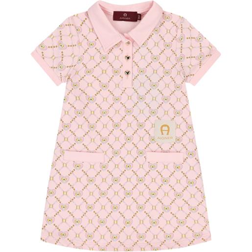 Aigner Kids abito modello polo con motivo a cuori - rosa