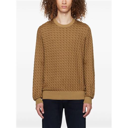 BOSS maglione in seta con motivo geometrico - marrone