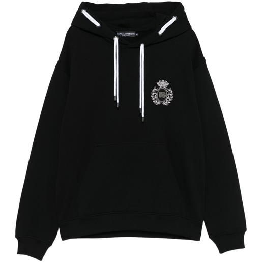 Dolce & Gabbana felpa con ricamo e cappuccio - nero