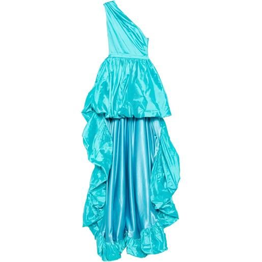 MIAU by Clara Rotescu abito monospalla asimmetrico con ruches - blu