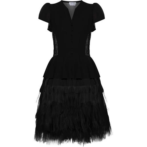 Alexander McQueen abito corto con piume - nero