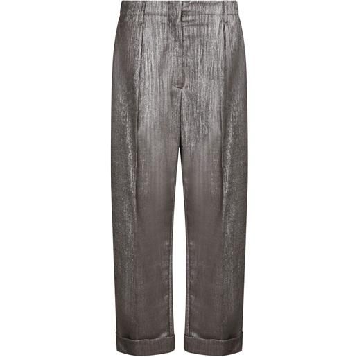 Brunello Cucinelli pantaloni con dettaglio lamé - marrone