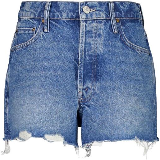 MOTHER shorts denim con frange - blu
