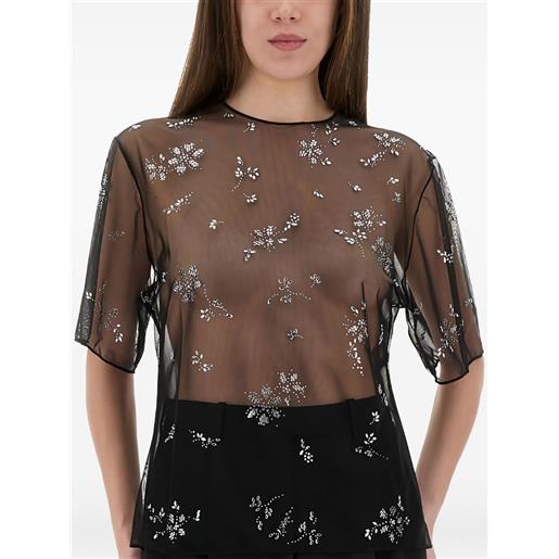 Rabanne top semi trasparente con decorazione - nero