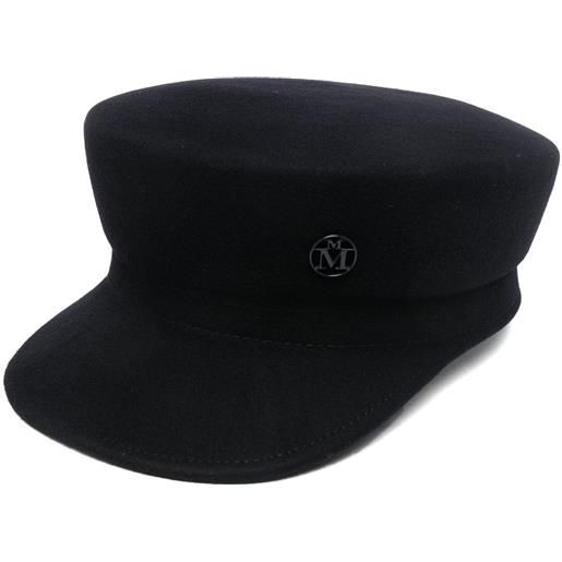 Maison Michel cappello baker boy con placca logo - blu