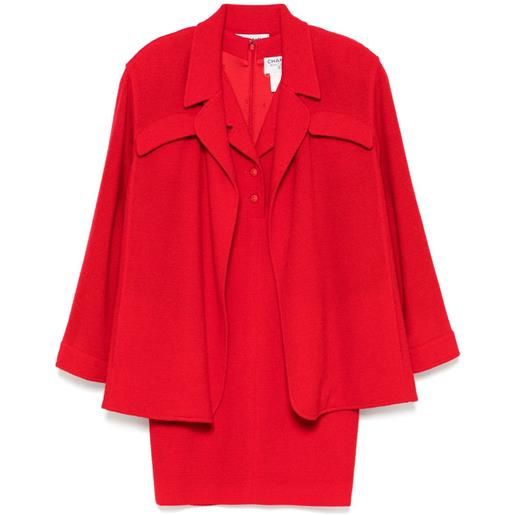 CHANEL Pre-Owned - completo due pezzi 1995 - donna - nylon/seta/lana/elastam - 40 - rosso