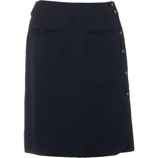 CHANEL Pre-Owned - minigonna con bottoni cc 1996 - donna - lana/seta - 38 - blu