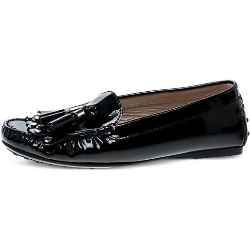 Tod's Vintage - mocassini con nappina - donna - pelle lucida/pelle/pelle - 36.5 - nero