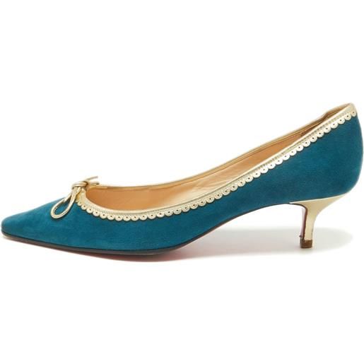 Christian Louboutin Pre-Owned - pumps in pelle con tacco 50mm - donna - pelle/pelle/pelle scamosciata/pelle/gomma - 38 - blu