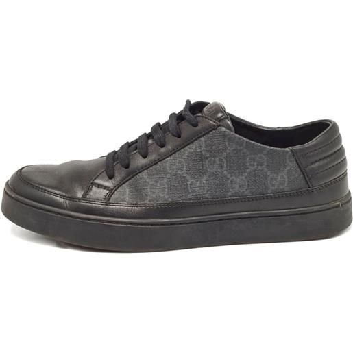 Gucci Pre-Owned - sneakers con monogramma gg - uomo - tela/poliuretano/pelle di vitello/pelle di vitello/gomma - 40.5 - nero