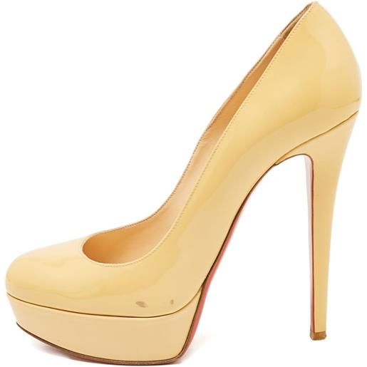 Christian Louboutin Pre-Owned - pumps in pelle con tacco 135mm - donna - pelle/pelle lucida/gomma/pelle - 38.5 - toni neutri