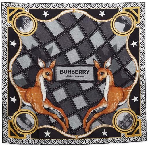 Burberry Pre-Owned - foulard in seta con stampa cervo - donna - seta - taglia unica - nero