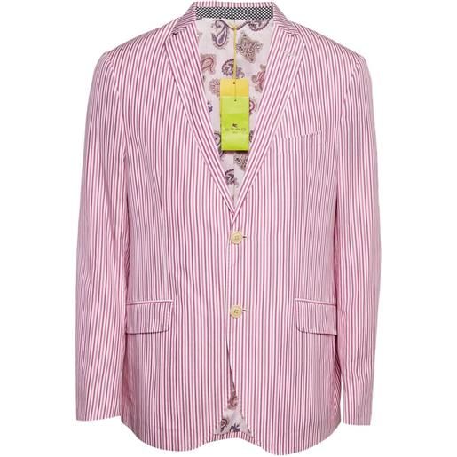 Etro Pre-Owned - blazer a righe - uomo - cotone - xxl - rosa