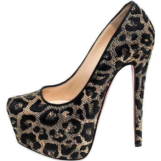 Christian Louboutin Pre-Owned - pumps platform daffodile 160mm - donna - pelle di vitello/pelle di vitello/tessuto - 37.5 - nero