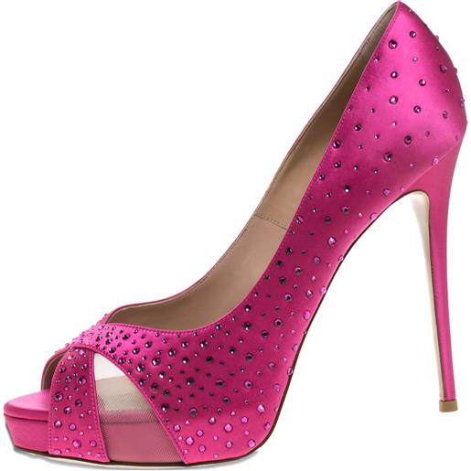 Valentino Garavani Pre-Owned - pumps con cristalli 130mm - donna - rete (mesh)/raso/pelle/pelle/gomma - 40 - rosa