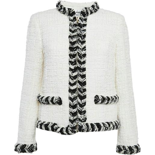 CHANEL Pre-Owned - giacca con bordo intrecciato - donna - lana/poliestere/poliammide/cotone/viscosa/seta/acrilico - m - bianco