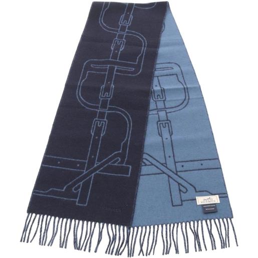 Hermès Pre-Owned - sciarpa mors a jouets in cashmere anni 2010 - uomo - cashmere - taglia unica - blu