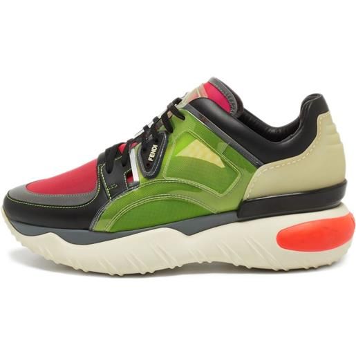 Fendi Pre-Owned - sneakers chunky con design color-block - uomo - rete (mesh)/gomma/pelle di vitello/rete (mesh)/gomma - 41 - verde