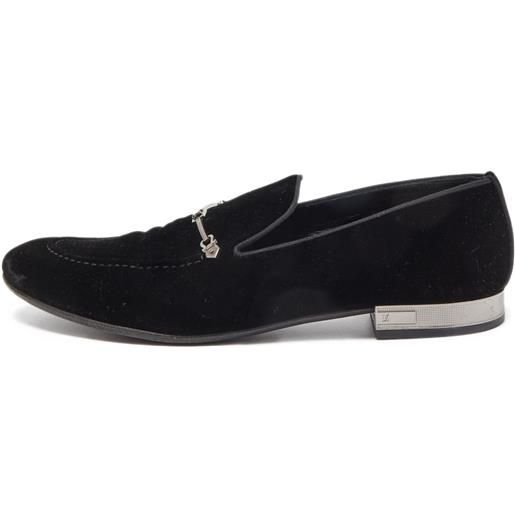 Louis Vuitton Pre-Owned - mocassini in velluto - uomo - pelle/pelle/tessuto - 45 - nero