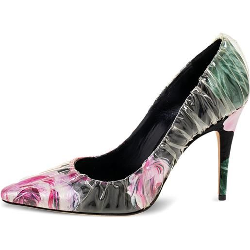 Jimmy Choo Pre-Owned - pumps a fiori 105mm - donna - pvc/pelle/raso/pelle - 39 - nero