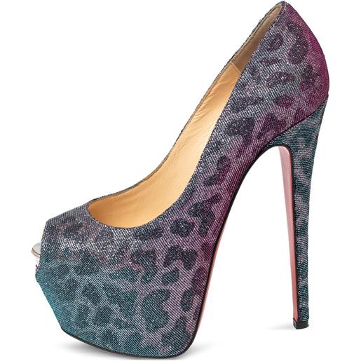 Christian Louboutin Pre-Owned - pumps con stampa 155mm - donna - pelle/pelle/lurex - 36.5 - blu