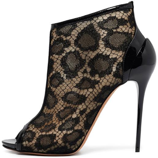 Alexander McQueen Pre-Owned - pumps con stampa leopardata in rete 125mm - donna - pelle di vitello/pelle di vitello/rete (mesh)/pelle verniciata - 38