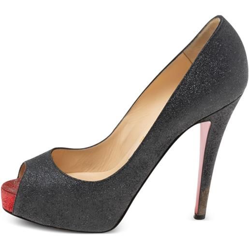 Christian Louboutin Pre-Owned - pumps con glitter 115mm - donna - pelle/pelle/glitter - 36 - nero