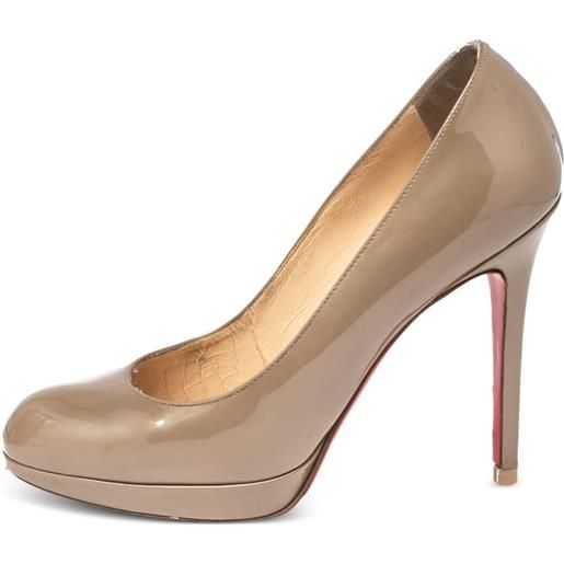 Christian Louboutin Pre-Owned - pumps in pelle verniciata 105 mm - donna - pelle lucida/pelle/pelle - 35 - toni neutri