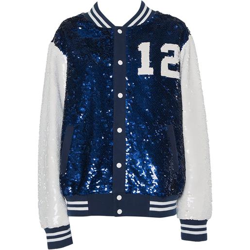 Ashish - bomber con paillettes pre-owned - donna - lana/poliestere/acrilico - m - blu