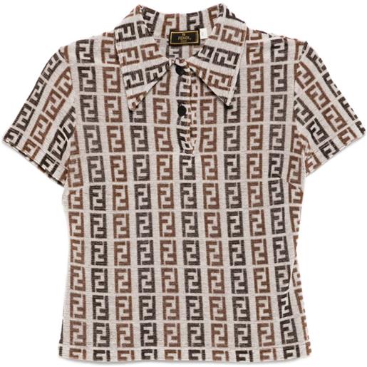 Fendi Pre-Owned - top smanicato con motivo zucca 1990-2000 - donna - cotone/nylon - 40 - marrone