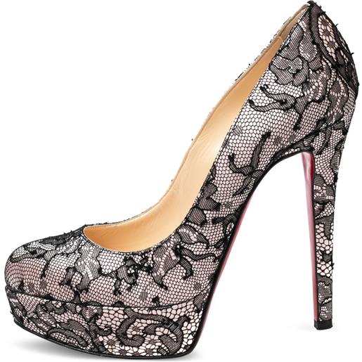 Christian Louboutin Pre-Owned - pumps bianca con tacco - donna - raso/pelle di vitello/tessuto/pelle di vitello - 35.5 - nero