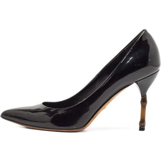 Gucci Pre-Owned - pumps con tacco in bambù 95mm - donna - pelle di vitello/pelle di vitello/pelle lucida - 38.5 - nero