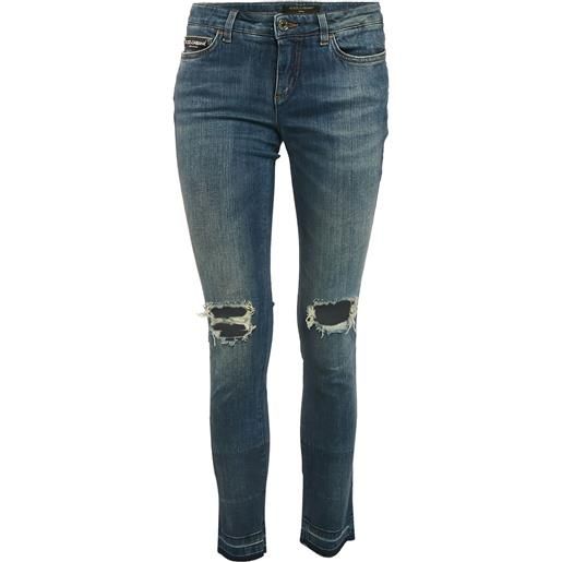 Dolce & Gabbana Pre-Owned - jeans con effetto vissuto - donna - poliestere/elastam/cotone/poliammide - s - blu