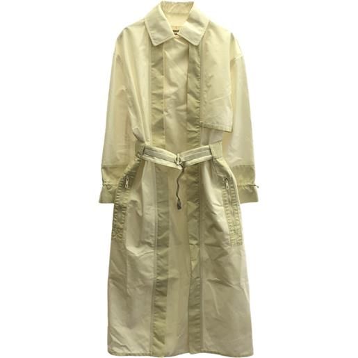 Hermès Pre-Owned - cappotto con cintura anni 2000 - donna - cotone/poliammide/cotone - 36 - bianco