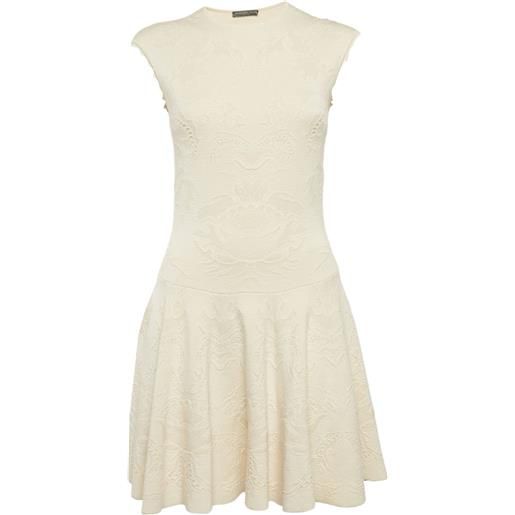 Alexander McQueen Pre-Owned - abito corto con effetto jacquard floreale - donna - poliestere/lana/seta - m - bianco