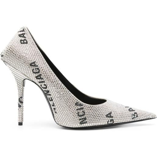 Balenciaga Pre-Owned - pumps square knife 110mm - donna - pelle di vitello/pelle di vitello/vetro/pelle scamosciata di vitello - 37.5 - toni neutri